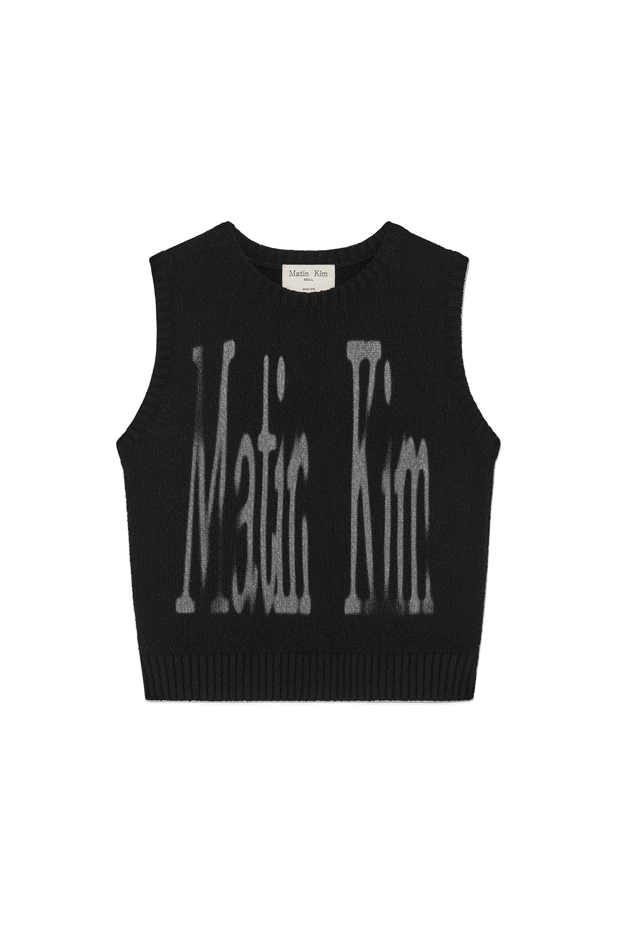 Matin Kim - Big Logo Printing Knit Vest (Black) product image 1 | TRAB K-Fashion Australia