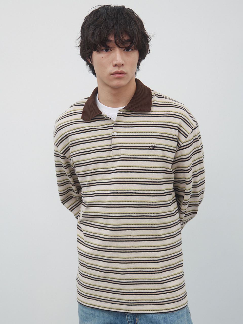 Kijun - Fresh Border Pique Polo (Brown) product image 1 | TRAB K-Fashion Australia