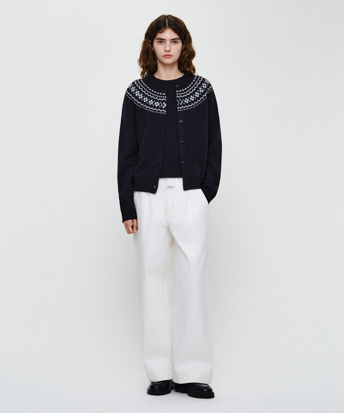 Marithe & Francois Girbaud - Small Classic Logo Nordic Cardigan Set Up (Navy) product image 4 | TRAB K-Fashion Australia