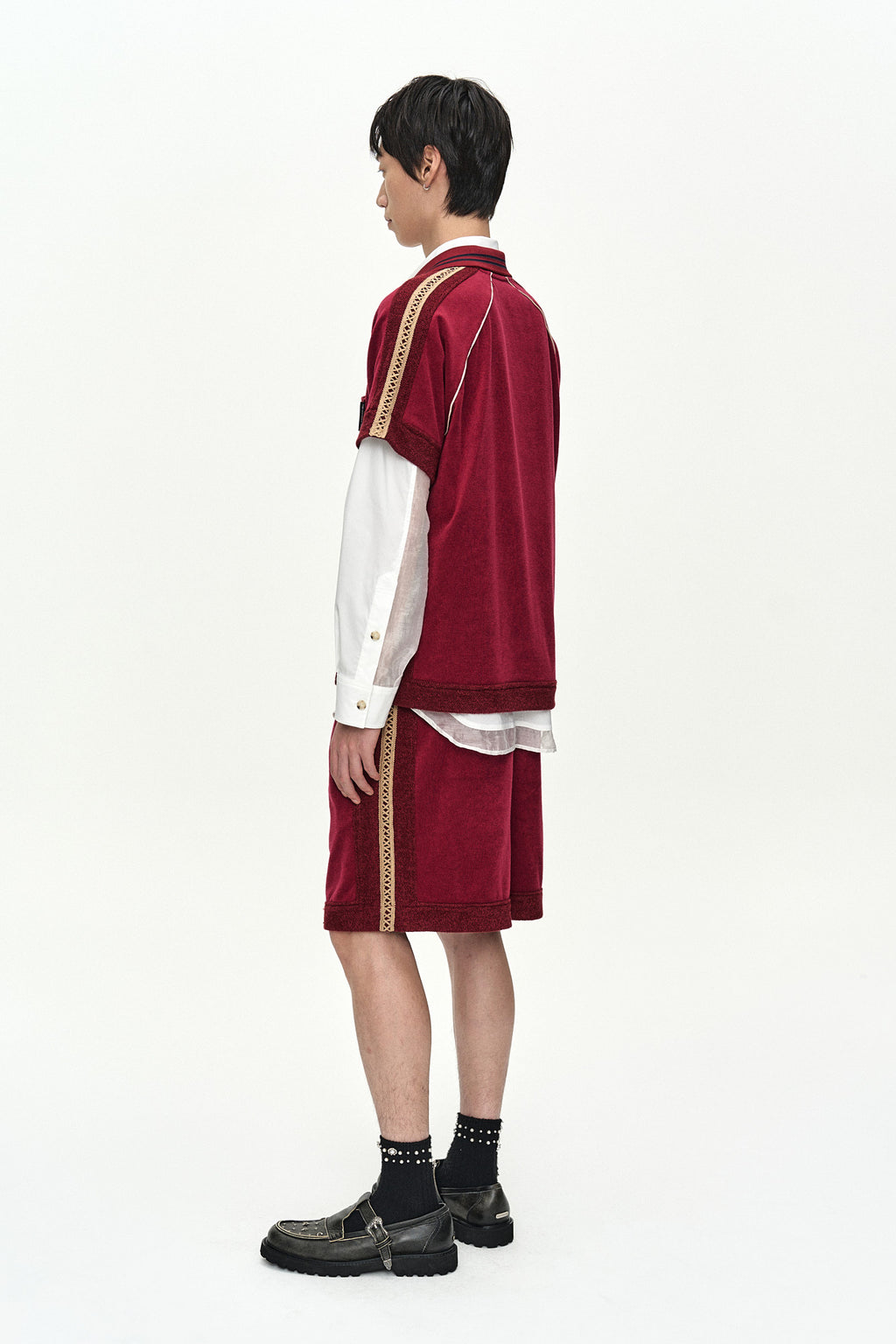 Andersson Bell - Lagos Terry Open Collar Shirt (Wine) product image 3 | TRAB K-Fashion Australia