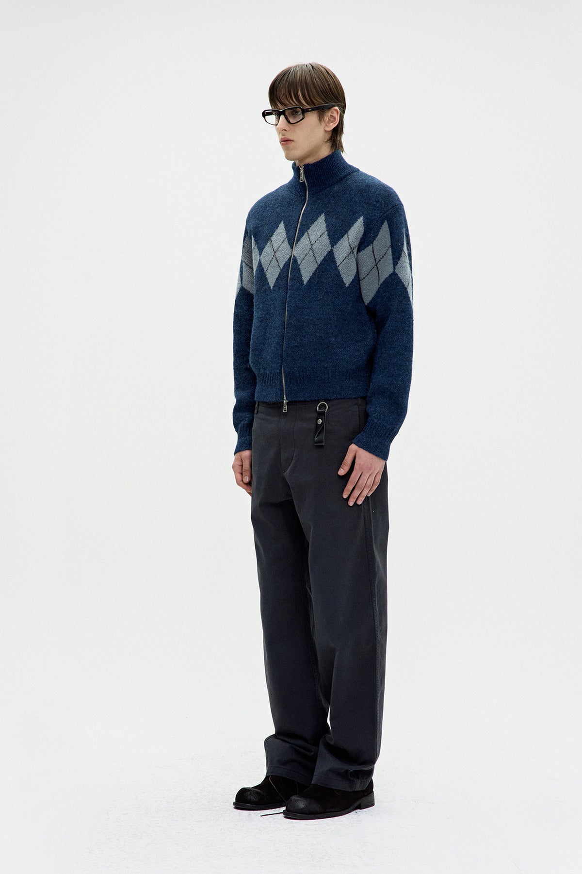 Coor - Inside Out Argyle Zip-Up (Melange Blue) product image 3 | TRAB K-Fashion Australia