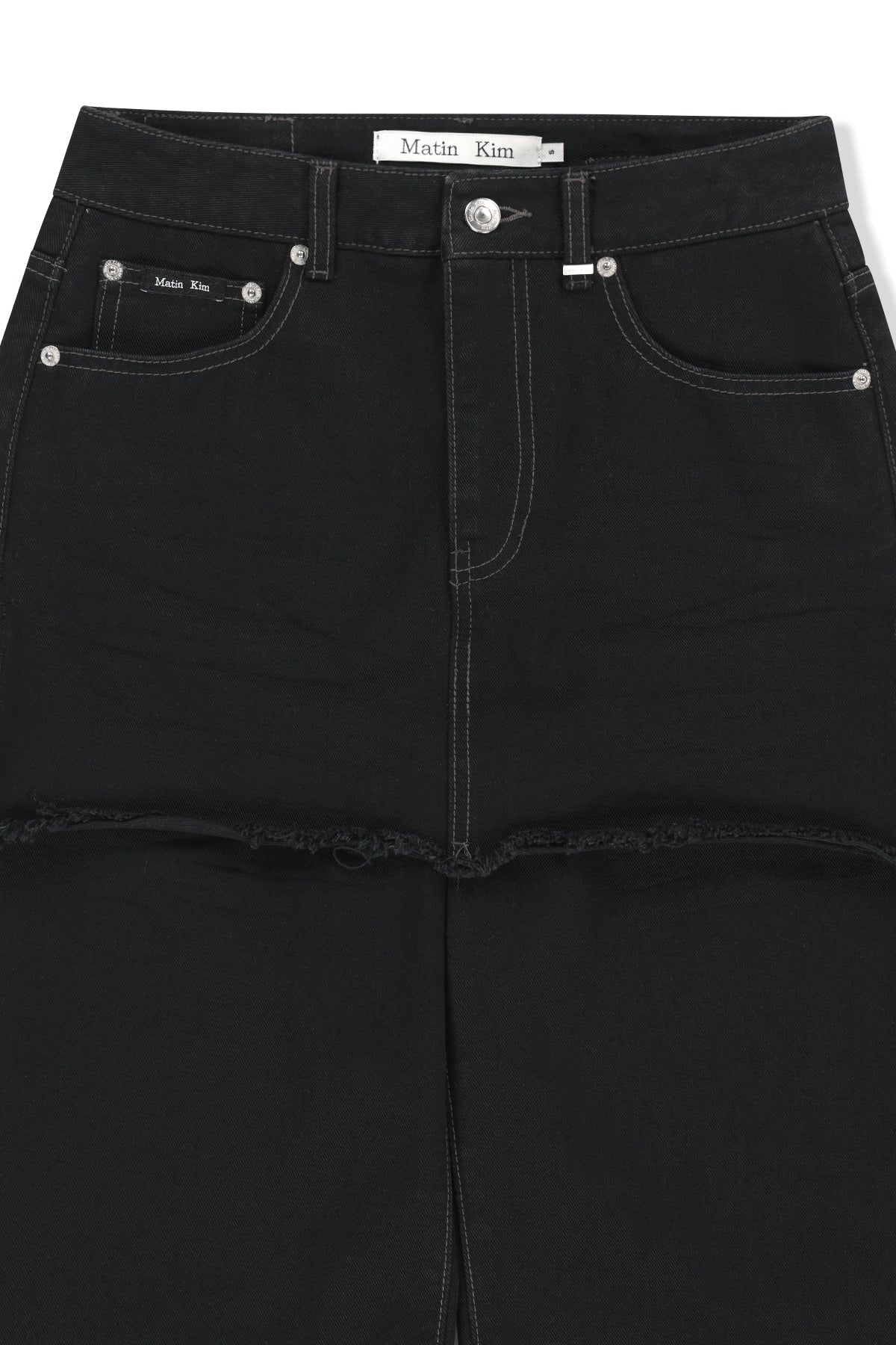 Matin Kim - Skirt Overlay Denim Pants (Black) product image 4 | TRAB K-Fashion Australia