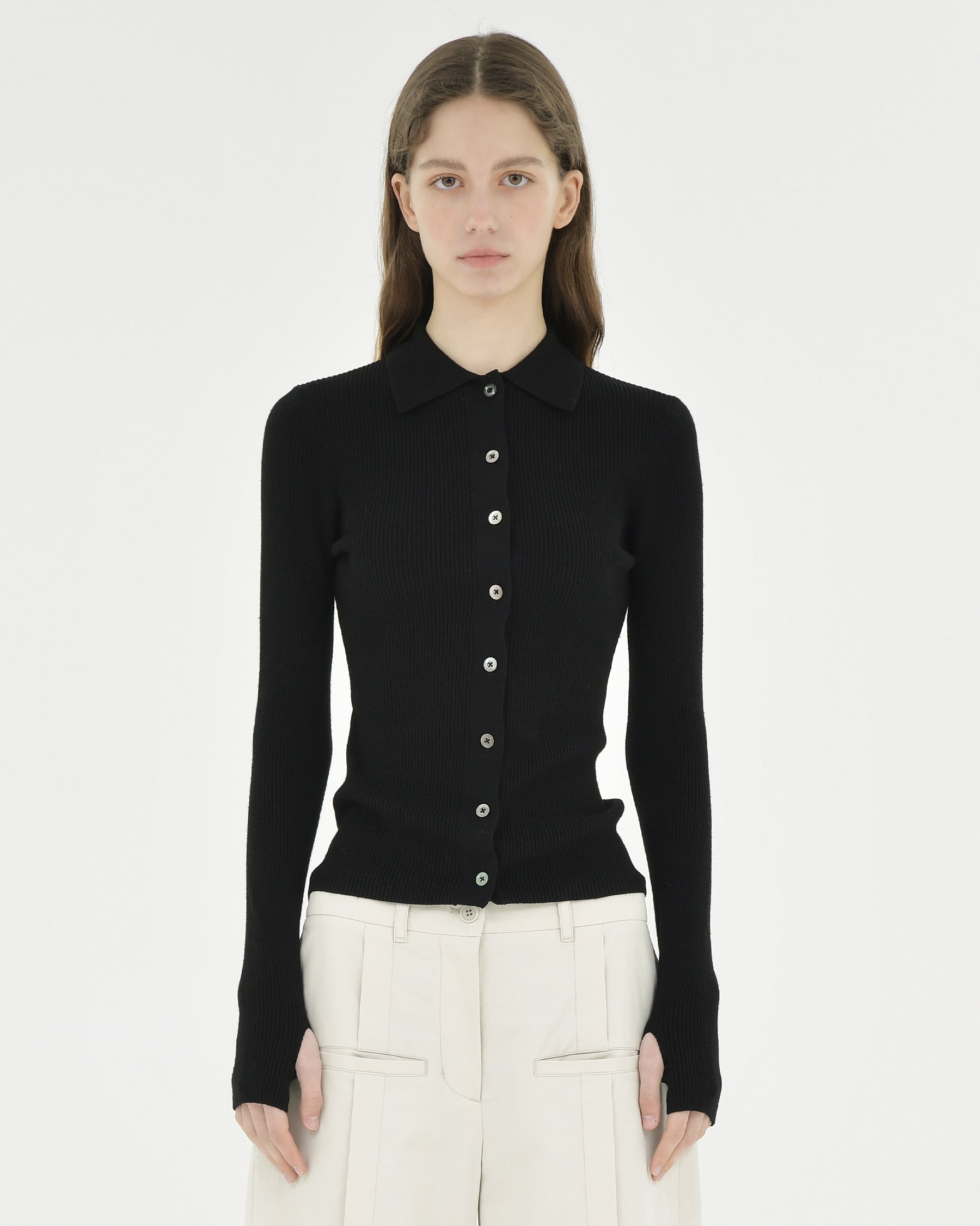 Brownyard - Collar Cardigan (Black) product image 1 | TRAB K-Fashion Australia