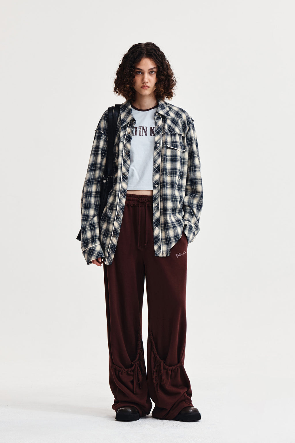 Matin Kim - Check Flannel Pocket Shirt (Navy) product image 9 | TRAB K-Fashion Australia