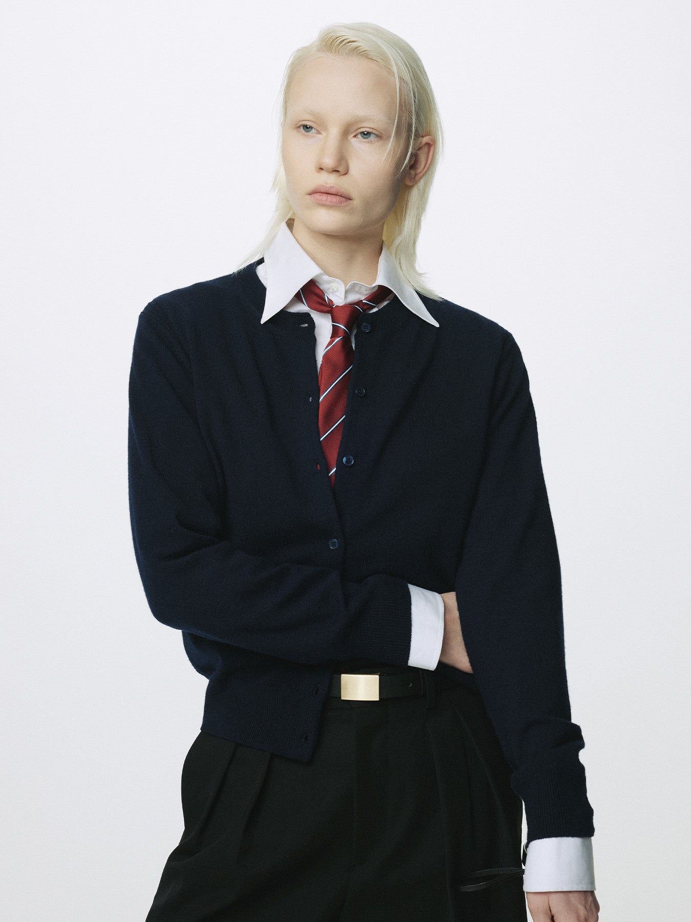 Tonywack - Super Fine Merino Wool Cardigan (Navy) product image 2 | TRAB K-Fashion Australia