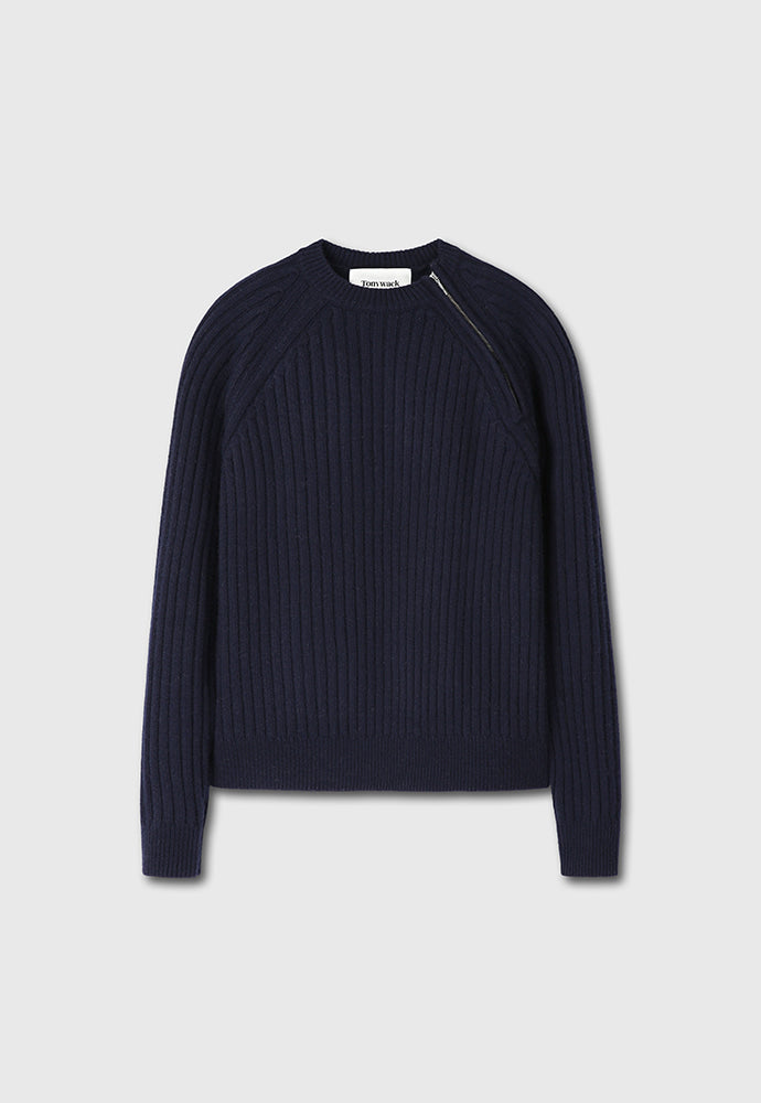 Tonywack - Wool And Cashmere Raglan Zip Sweater (Dark Navy) product image 7 | TRAB K-Fashion Australia