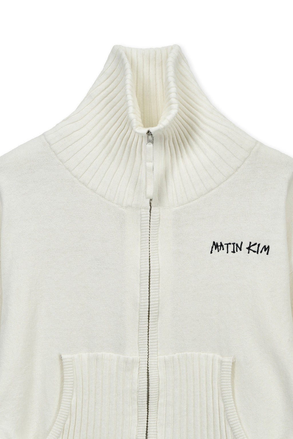 Matin Kim - High Neck Embroidered Logo Zip Up (Ivory) product image 3 | TRAB K-Fashion Australia