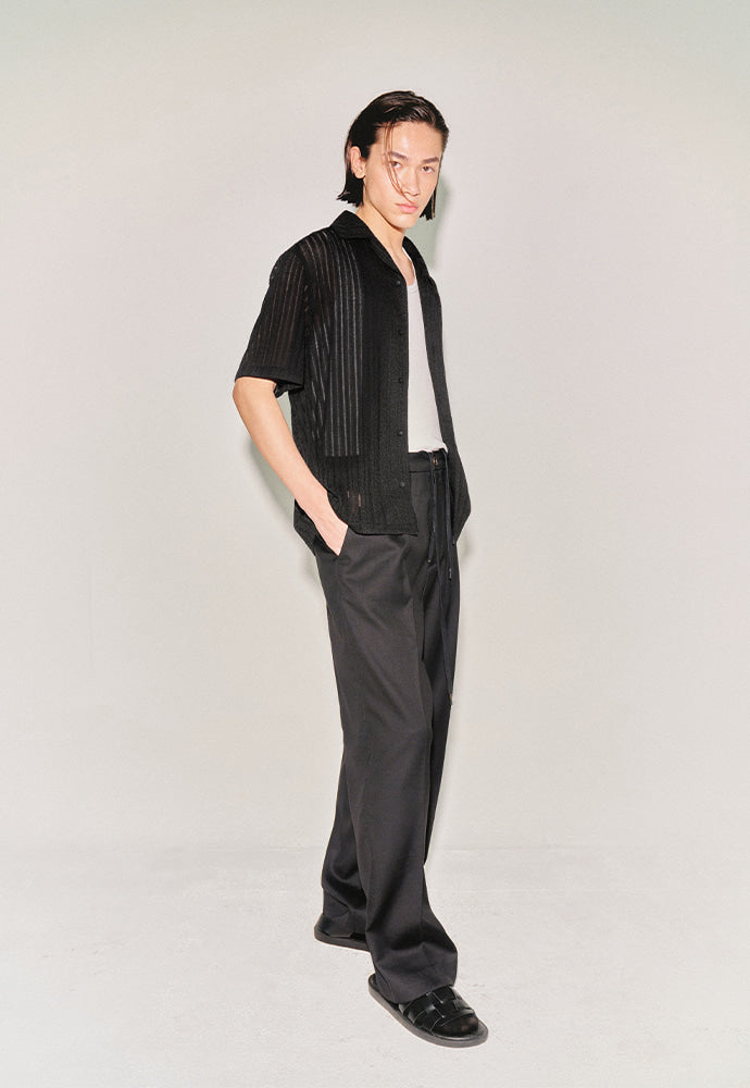 Tonywack - High-Density Wool Drawstring Wide Trousers (Black) product image 2 | TRAB K-Fashion Australia