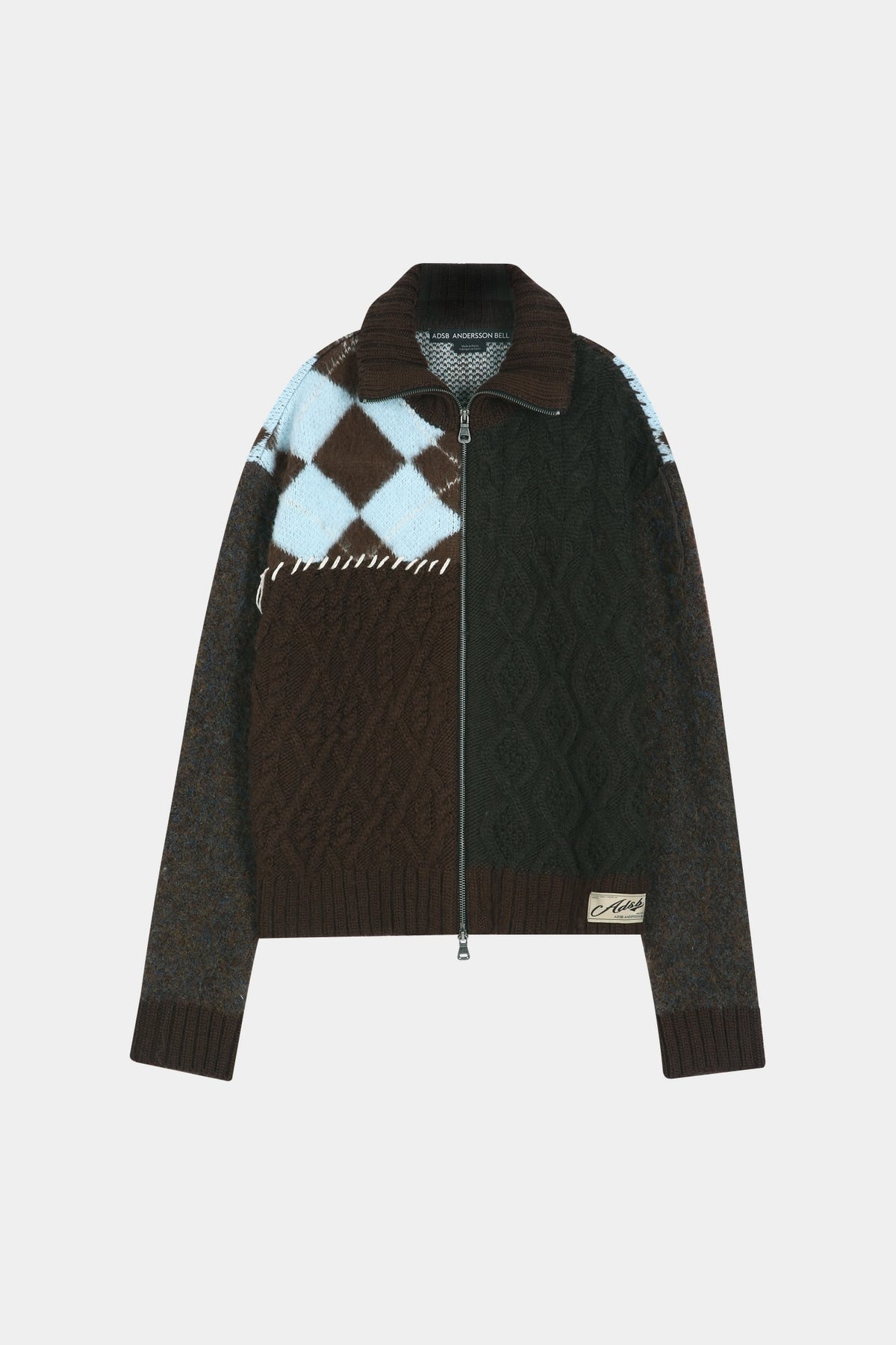Andersson Bell - Patchwork Zip-Up Sweater (Brown/Khaki) product image 9 | TRAB K-Fashion Australia