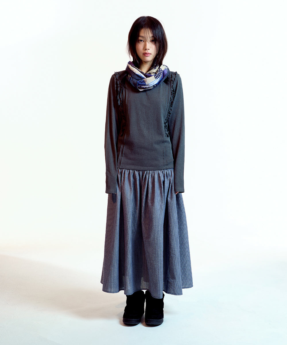 Coyseio - Double Button Stripe Skirt (Navy) product image 10 | TRAB K-Fashion Australia