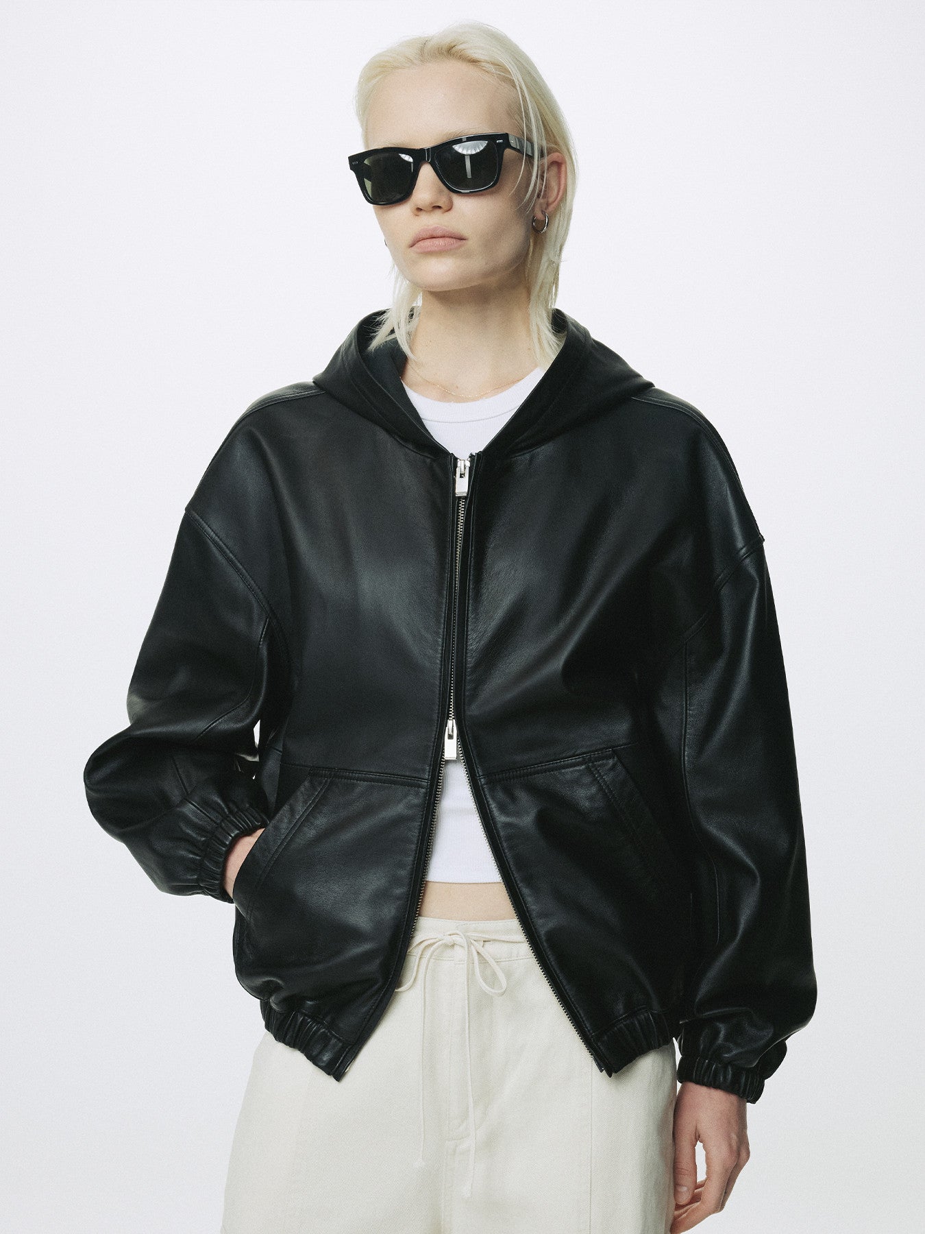 Tonywack - Nappa Leather Hoodie Jacket (Black) product image 7 | TRAB K-Fashion Australia