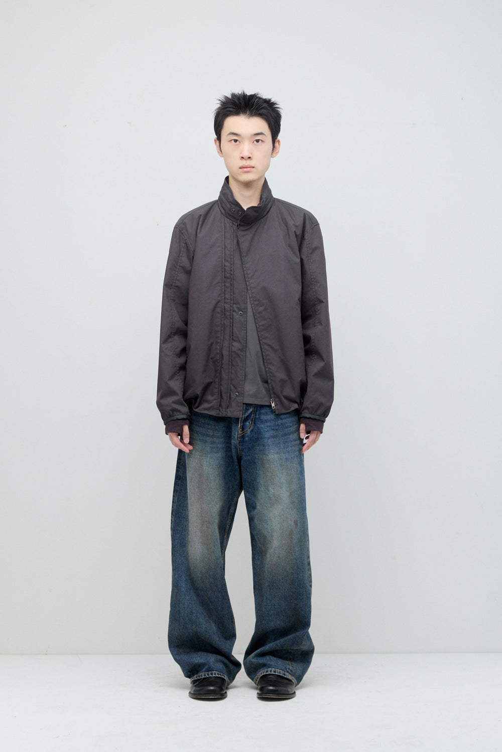 Hatchingroom - Diagonal Zip Jacket V2 (Charcoal) product image 3 | TRAB K-Fashion Australia