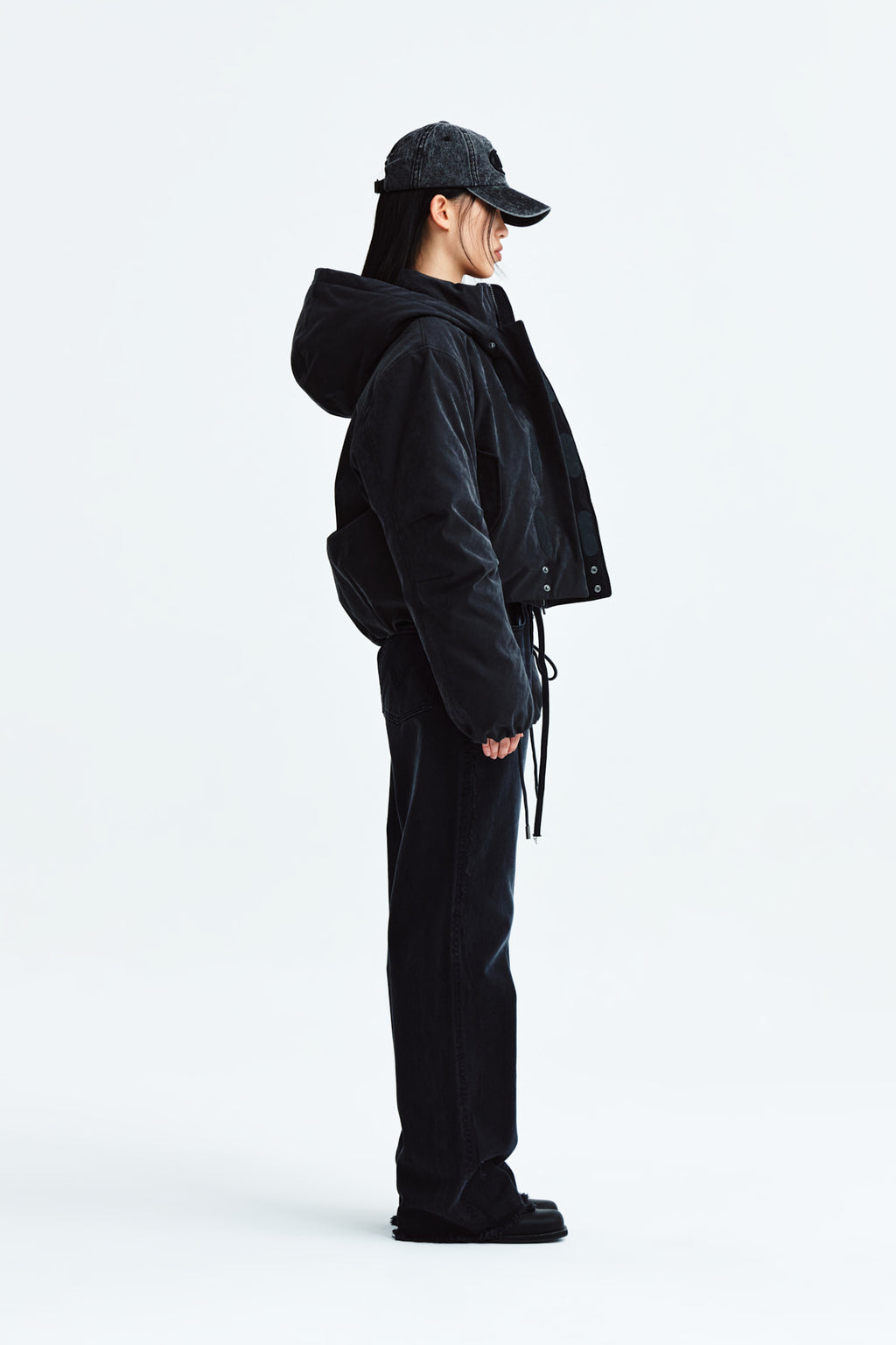 Matin Kim - Waist String Belted Denim Pants (Black) product image 6 | TRAB K-Fashion Australia