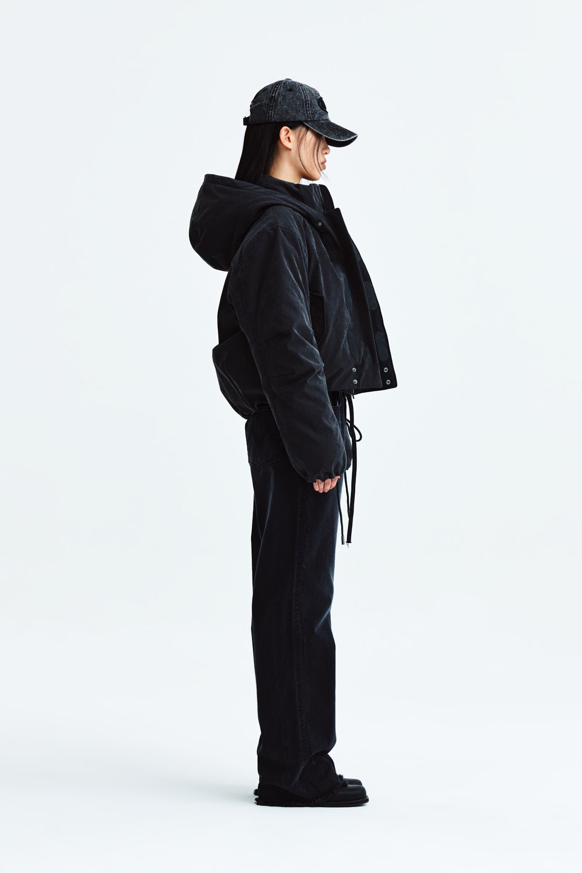 Matin Kim - Waist String Belted Denim Pants (Black) product image 6 | TRAB K-Fashion Australia