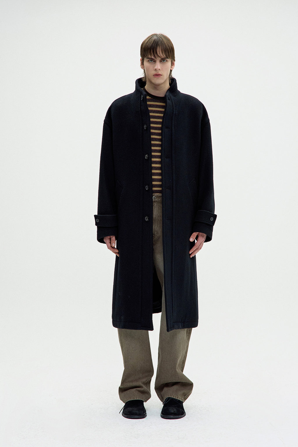 Coor - Virgin Wool High Neck Coat (Black) product image 2 | TRAB K-Fashion Australia