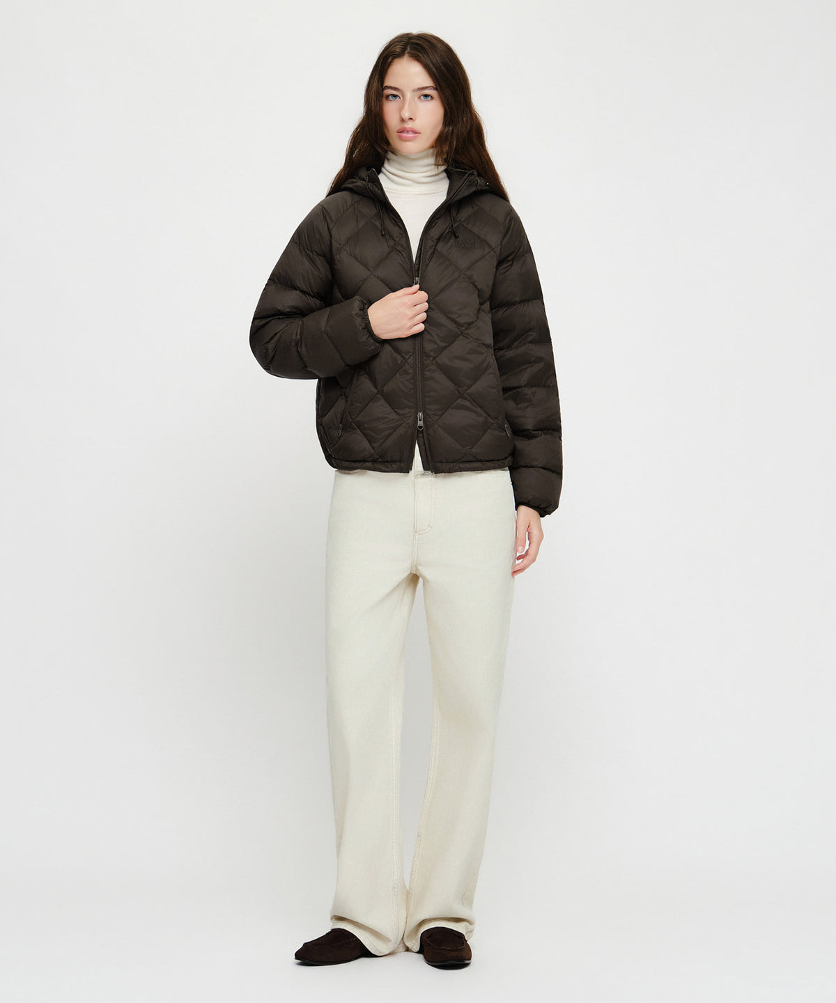 Marithe & Francois Girbaud - Hooded Lightweight Down Jacket (Brown) product image 5 | TRAB K-Fashion Australia