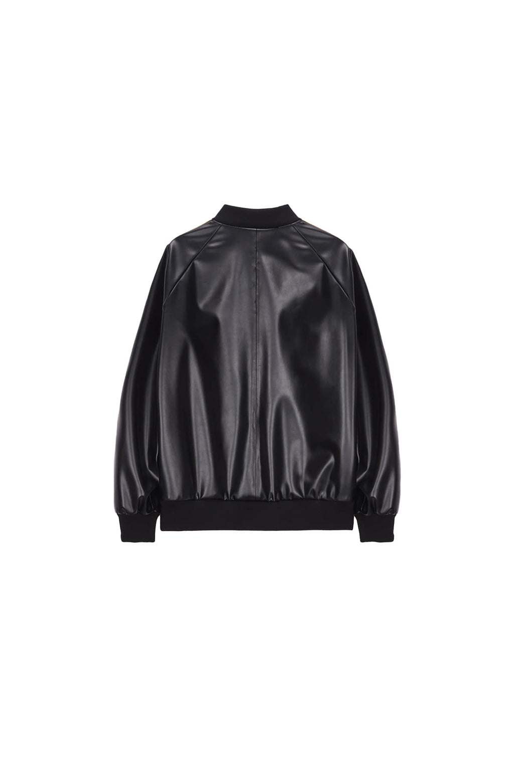 Matin Kim - Faux Leather Stadium Jumper (Black) product image 2 | TRAB K-Fashion Australia