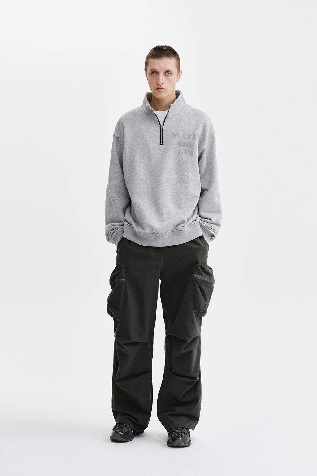 Matin Kim - Matin Logo Quarter Zip Up (Grey) product image 10 | TRAB K-Fashion Australia