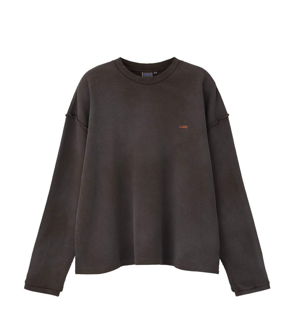 Llege - Oversized Llege Logo Waffle T-Shirt (Brown) product image 1 | TRAB K-Fashion Australia