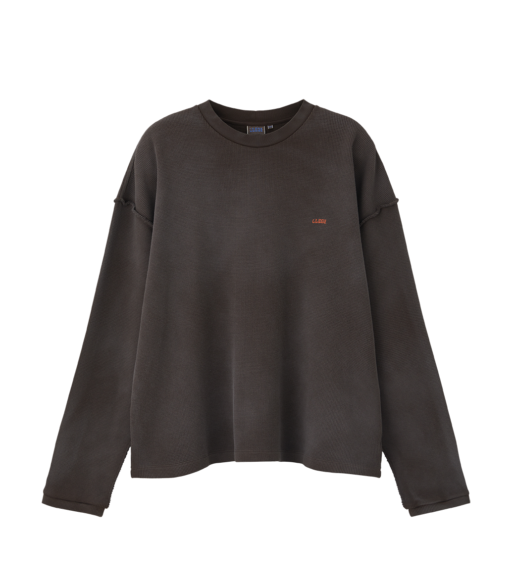 Llege - Oversized Llege Logo Waffle T-Shirt (Brown) product image 1 | TRAB K-Fashion Australia