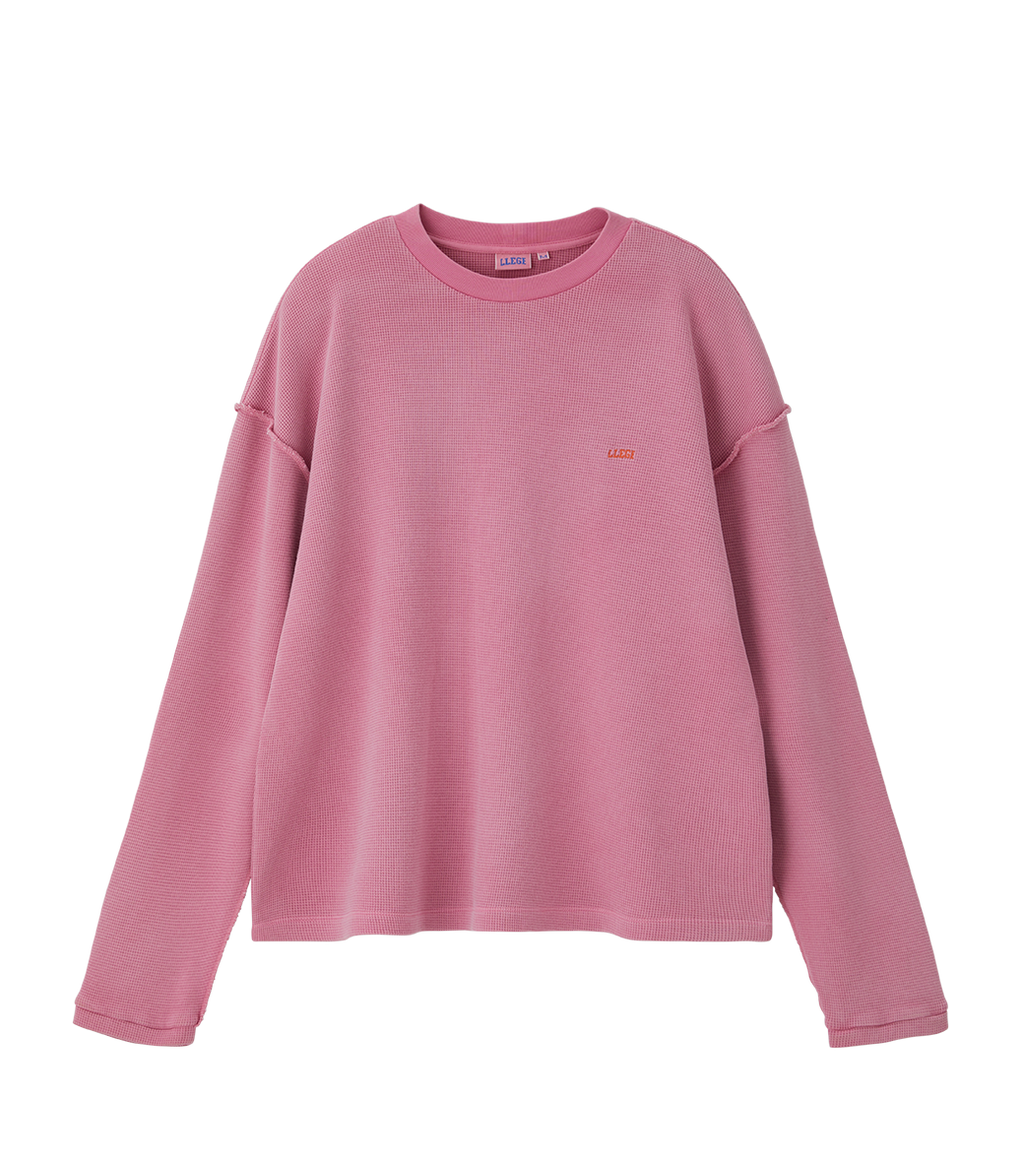 Llege - Oversized Llege Logo Waffle T-Shirt (Pink) product image 1 | TRAB K-Fashion Australia