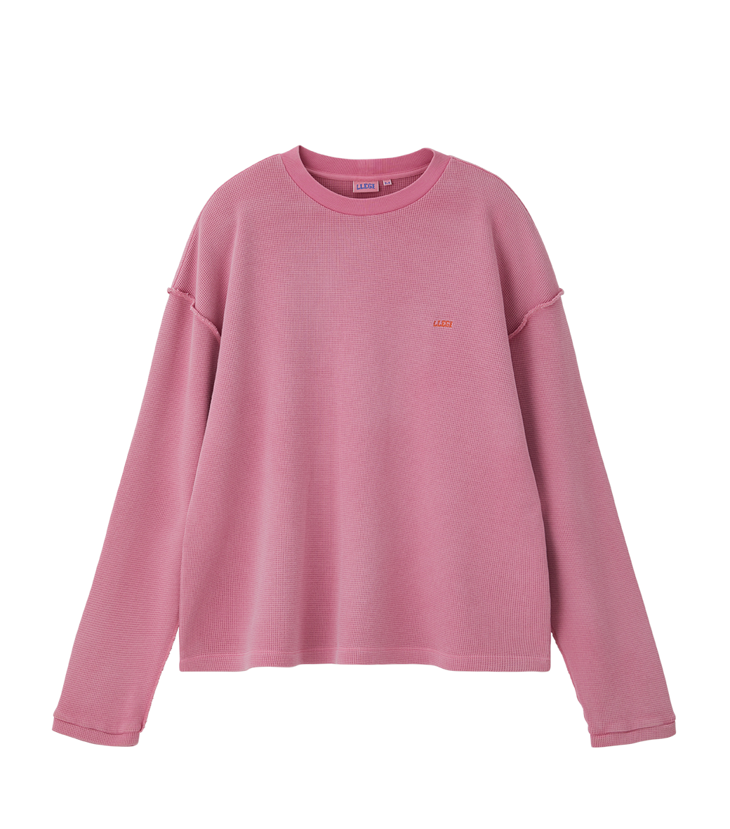 Llege - Oversized Llege Logo Waffle T-Shirt (Pink) product image 1 | TRAB K-Fashion Australia