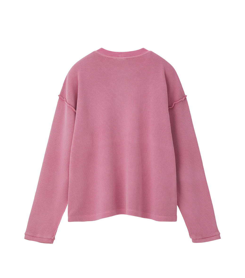 Llege - Oversized Llege Logo Waffle T-Shirt (Pink) product image 2 | TRAB K-Fashion Australia