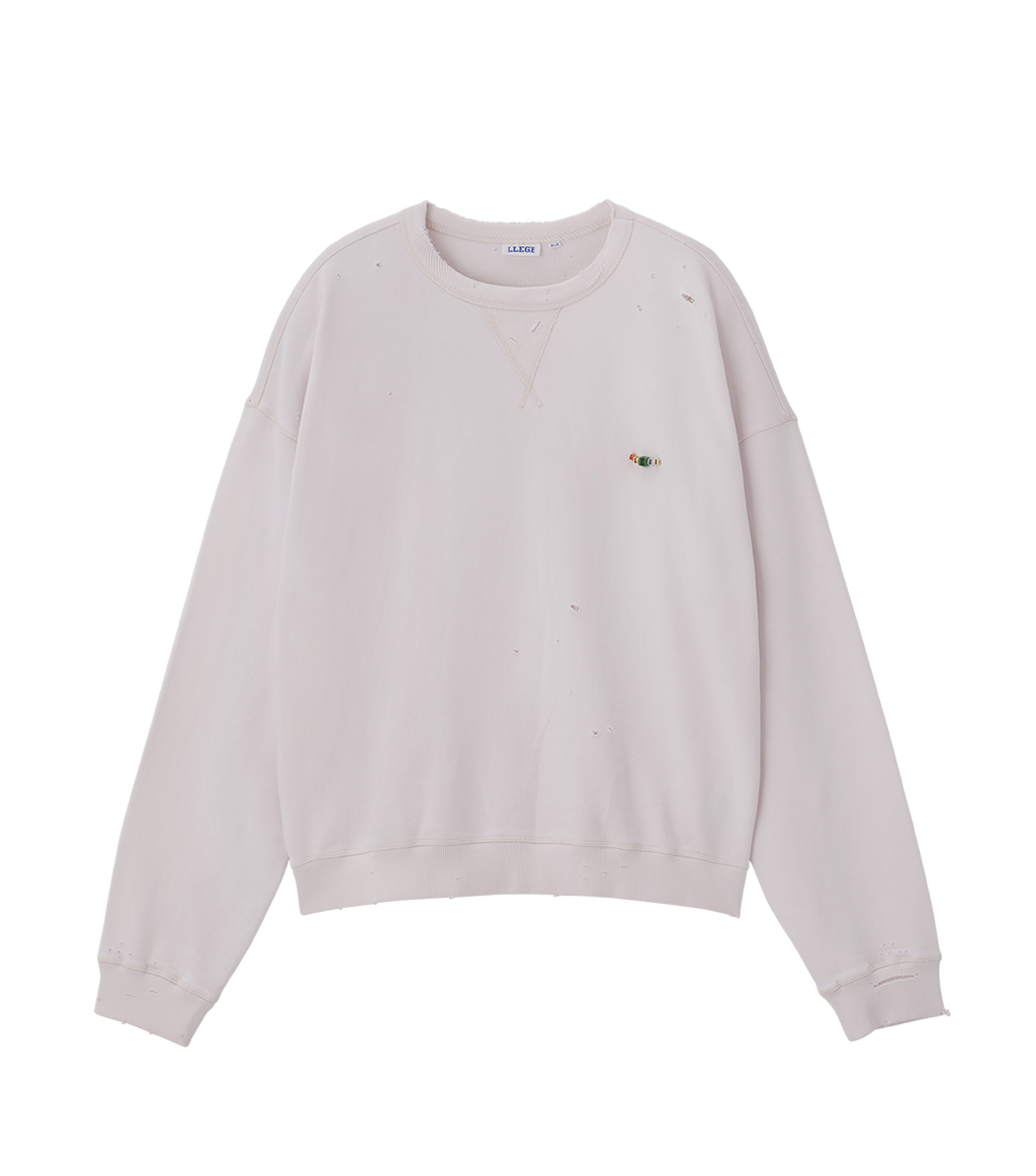 Llege - Garment Dyed Cube Logo Sweatshirt (Cement White) product image 1 | TRAB K-Fashion Australia