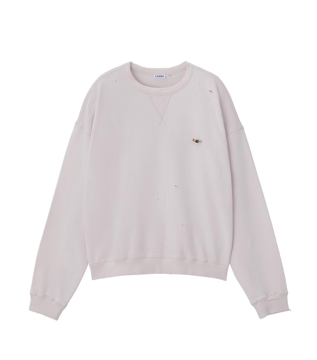 Llege - Garment Dyed Cube Logo Sweatshirt (Cement White) product image 1 | TRAB K-Fashion Australia