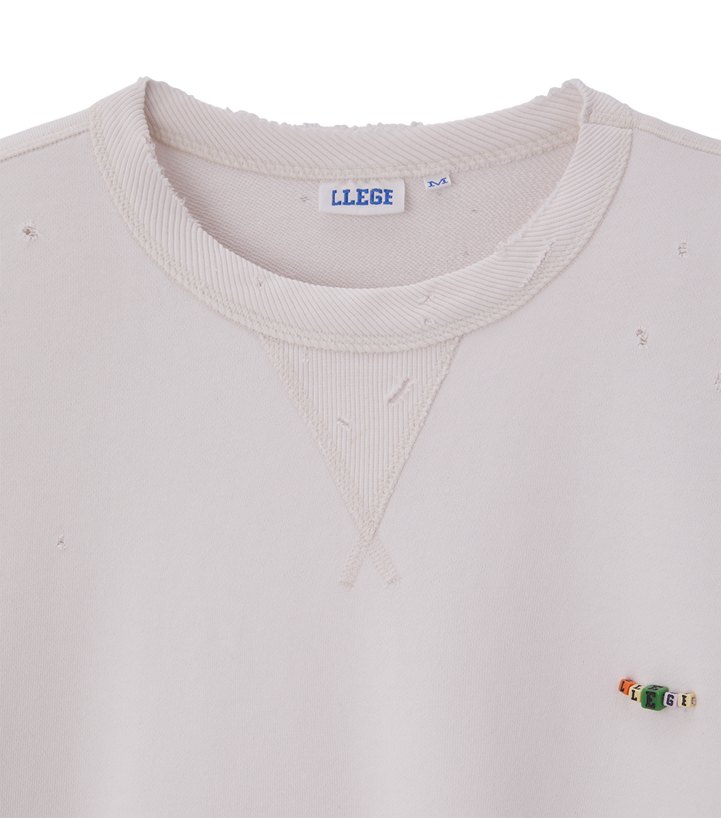 Llege - Garment Dyed Cube Logo Sweatshirt (Cement White) product image 4 | TRAB K-Fashion Australia