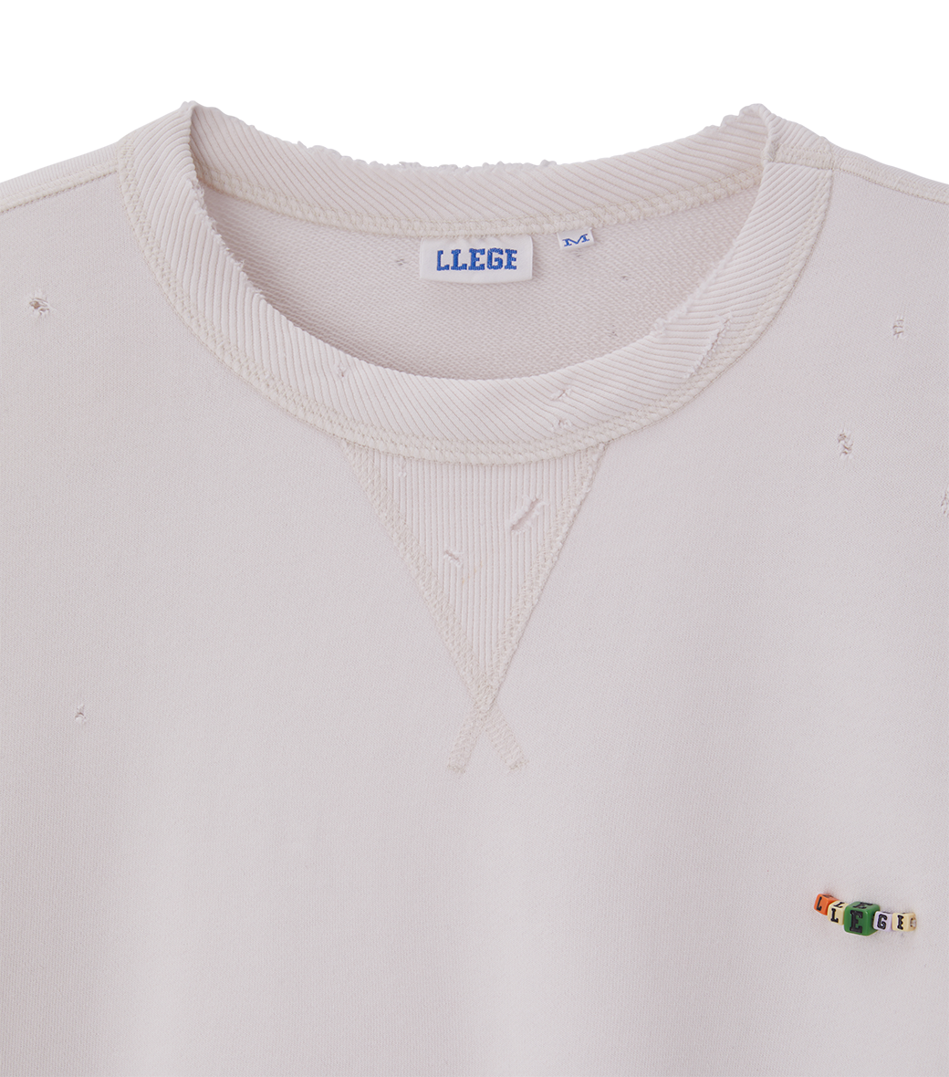 Llege - Garment Dyed Cube Logo Sweatshirt (Cement White) product image 4 | TRAB K-Fashion Australia