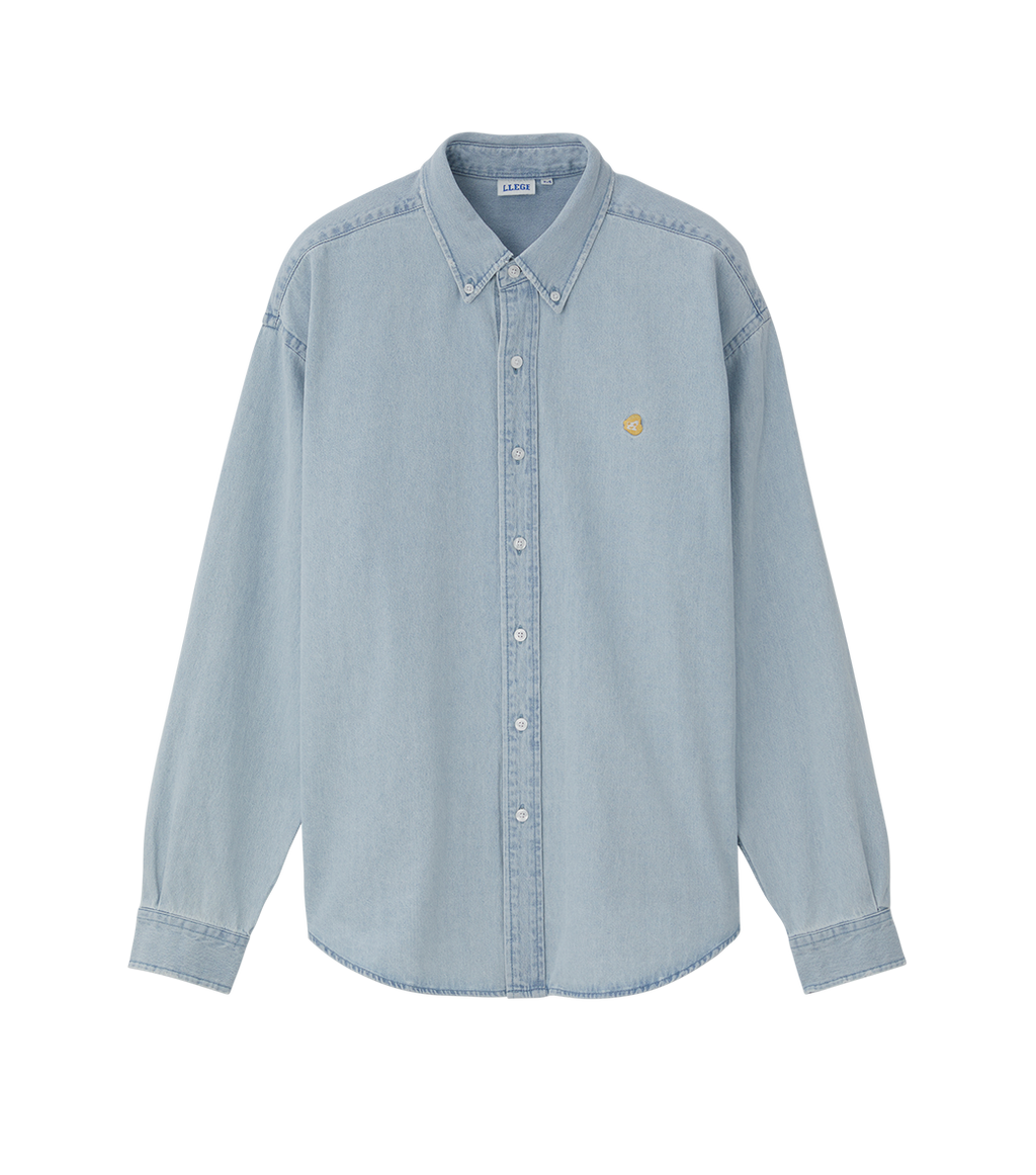 Llege - Destroyed Denim Shirt (Light Blue) product image 1 | TRAB K-Fashion Australia