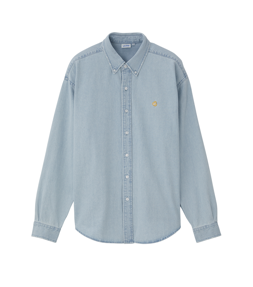 Llege - Destroyed Denim Shirt (Light Blue) product image 1 | TRAB K-Fashion Australia