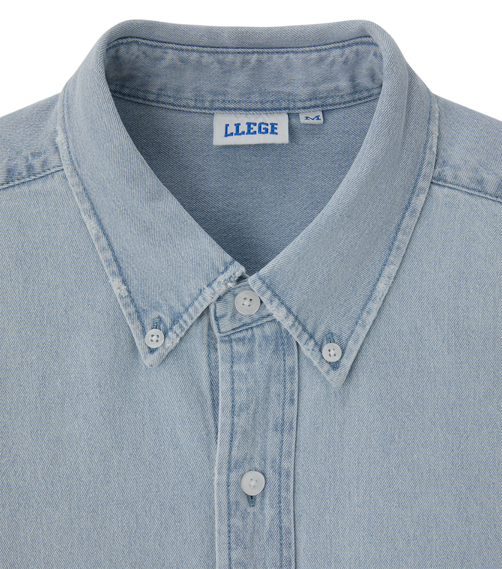 Llege - Destroyed Denim Shirt (Light Blue) product image 4 | TRAB K-Fashion Australia
