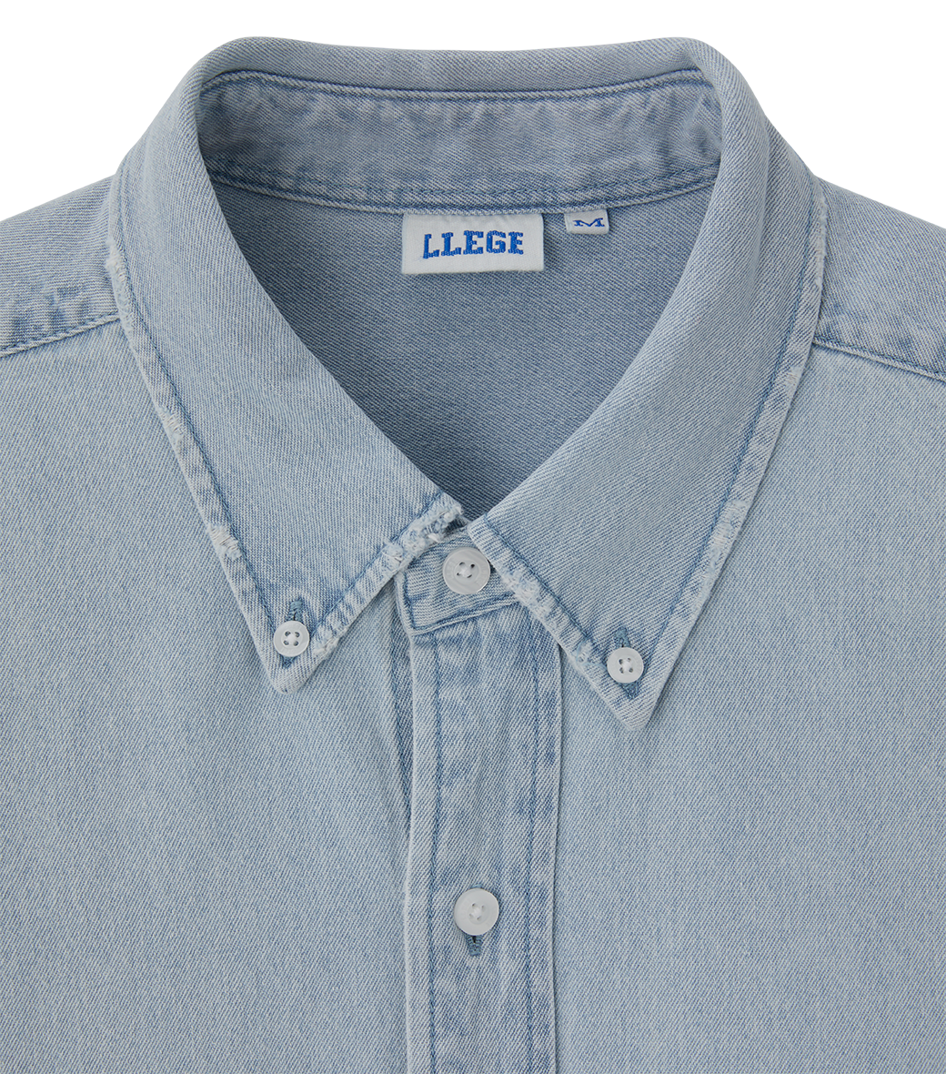 Llege - Destroyed Denim Shirt (Light Blue) product image 4 | TRAB K-Fashion Australia