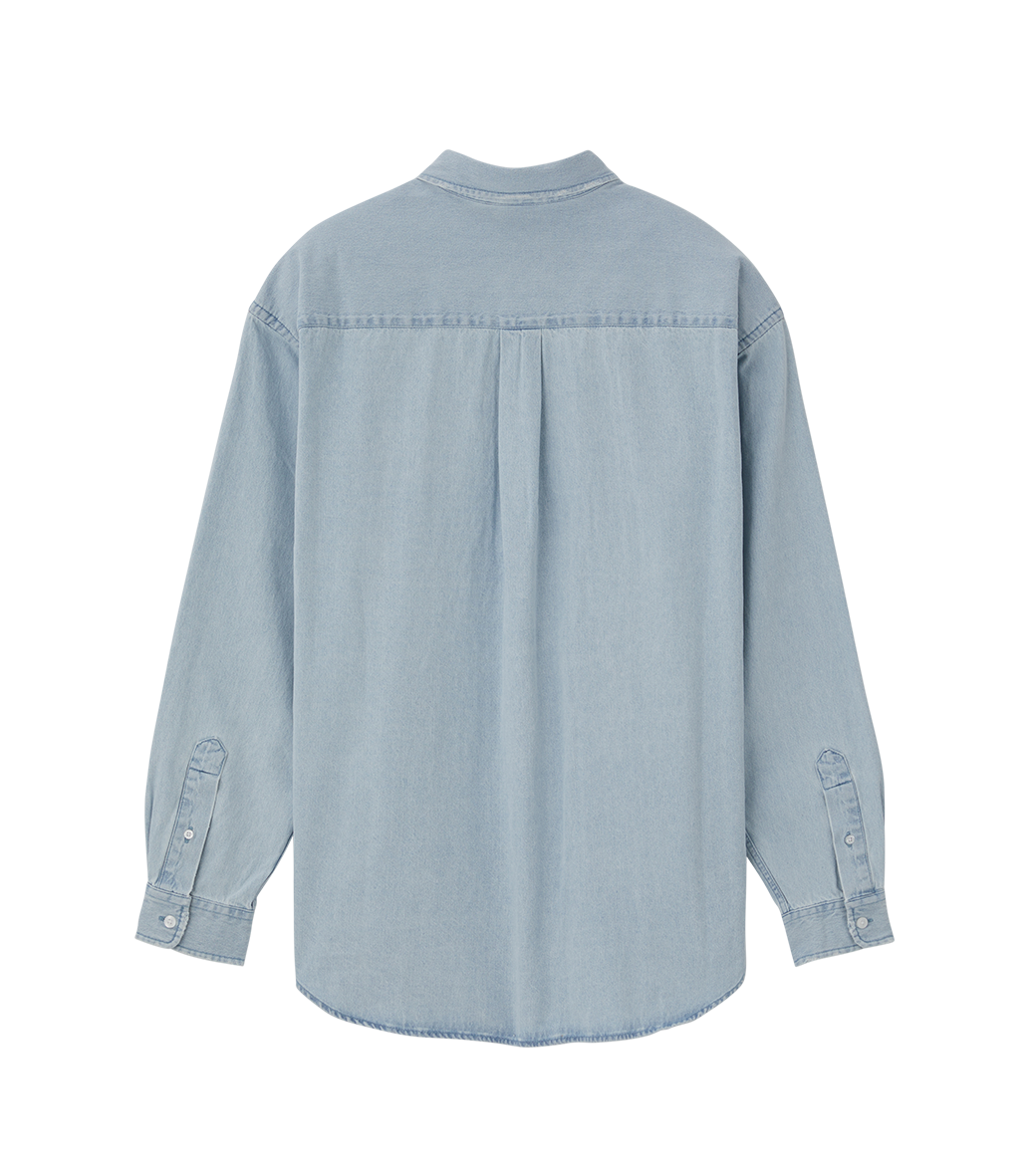 Llege - Destroyed Denim Shirt (Light Blue) product image 2 | TRAB K-Fashion Australia