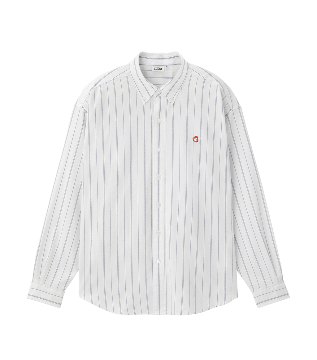 Llege - Stripe Oxford Shirt (Off White) product image 1 | TRAB K-Fashion Australia