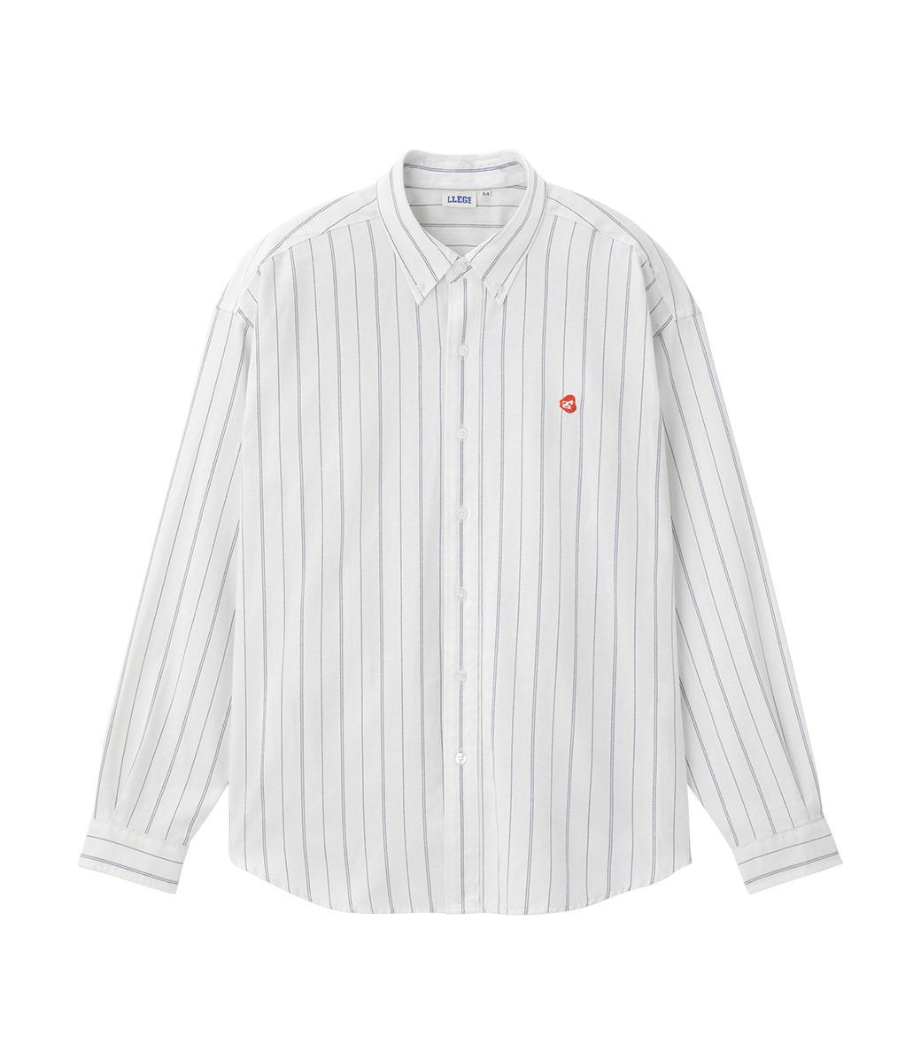 Llege - Stripe Oxford Shirt (Off White) product image 1 | TRAB K-Fashion Australia
