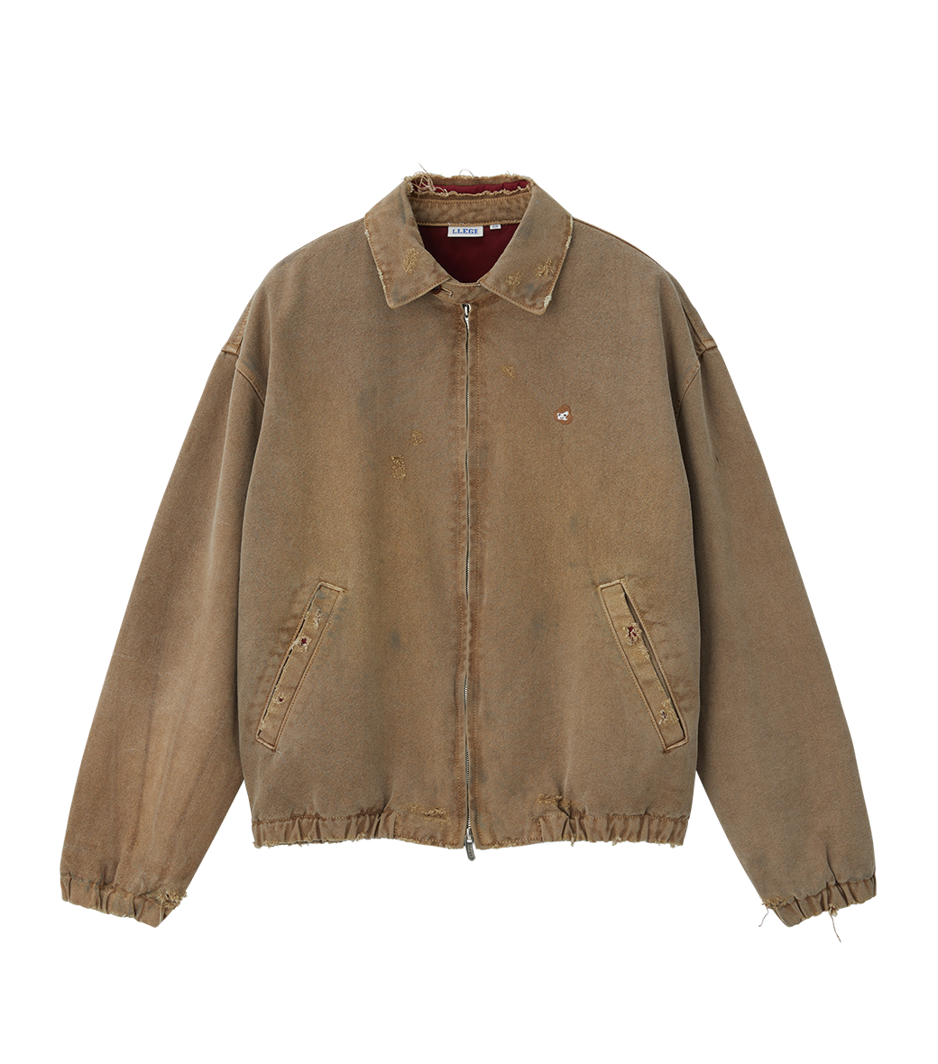 Llege - Destroyed Denim Harrington (Beige) product image 1 | TRAB K-Fashion Australia