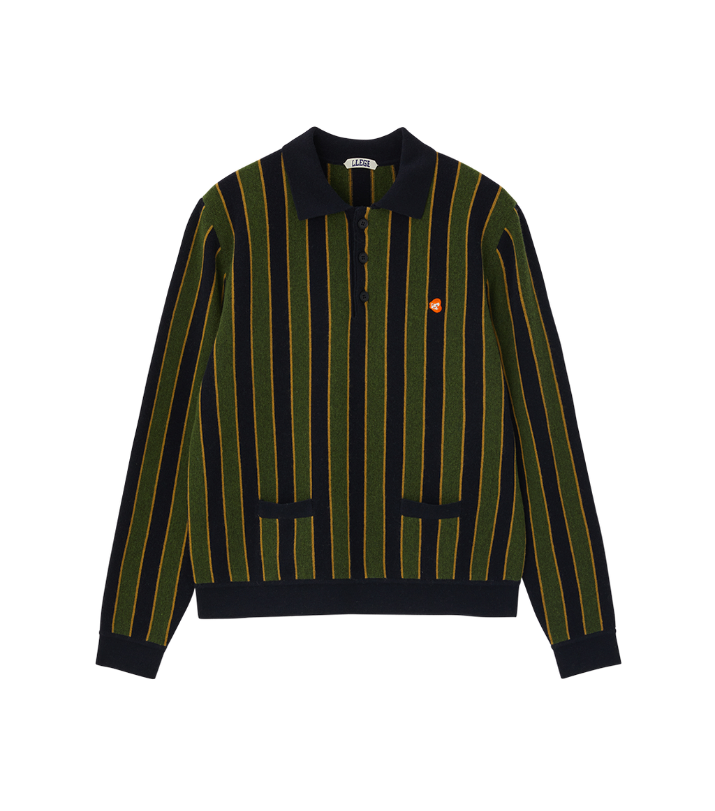 Llege - Vertical Stripe Polo Knit (Green) product image 1 | TRAB K-Fashion Australia