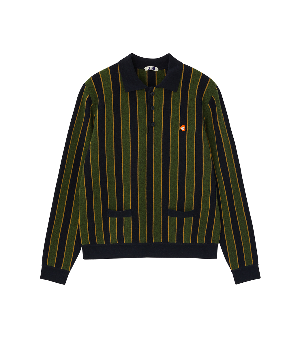 Llege - Vertical Stripe Polo Knit (Green) product image 1 | TRAB K-Fashion Australia