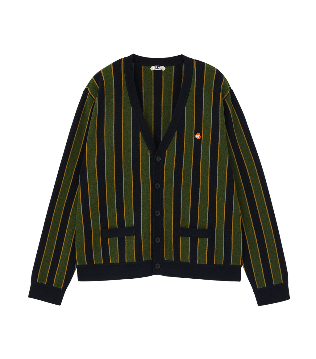 Llege - Vertical Stripe Knit Cardigan (Green) product image 1 | TRAB K-Fashion Australia