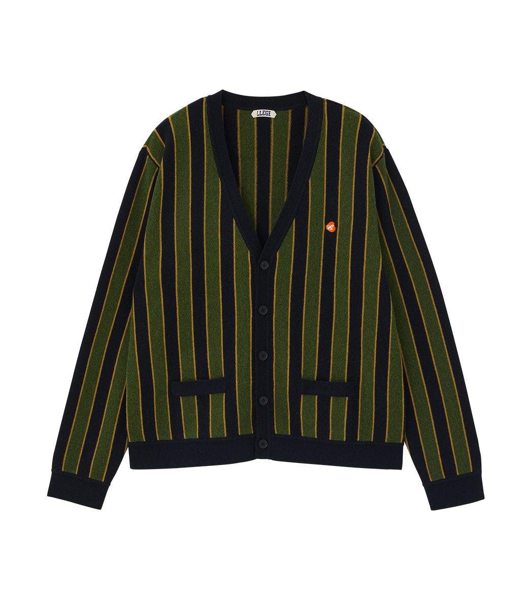 Llege - Vertical Stripe Knit Cardigan (Green) product image 1 | TRAB K-Fashion Australia