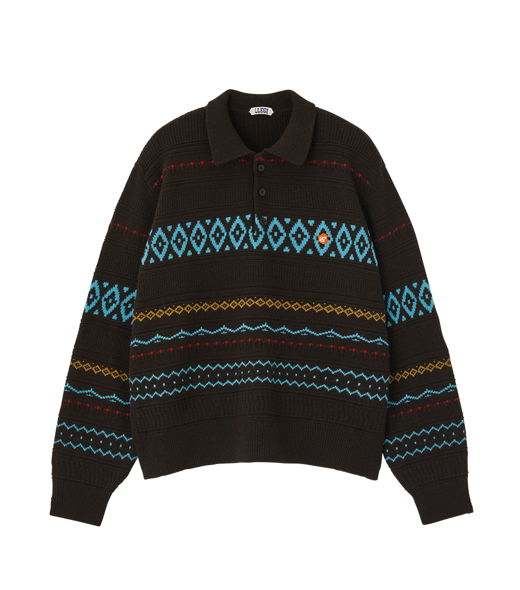 Llege - Fair Isle Polo Knit (Brown) product image 1 | TRAB K-Fashion Australia