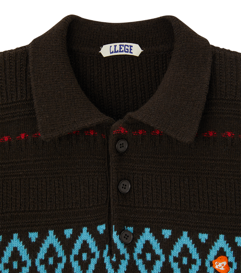Llege - Fair Isle Polo Knit (Brown) product image 4 | TRAB K-Fashion Australia