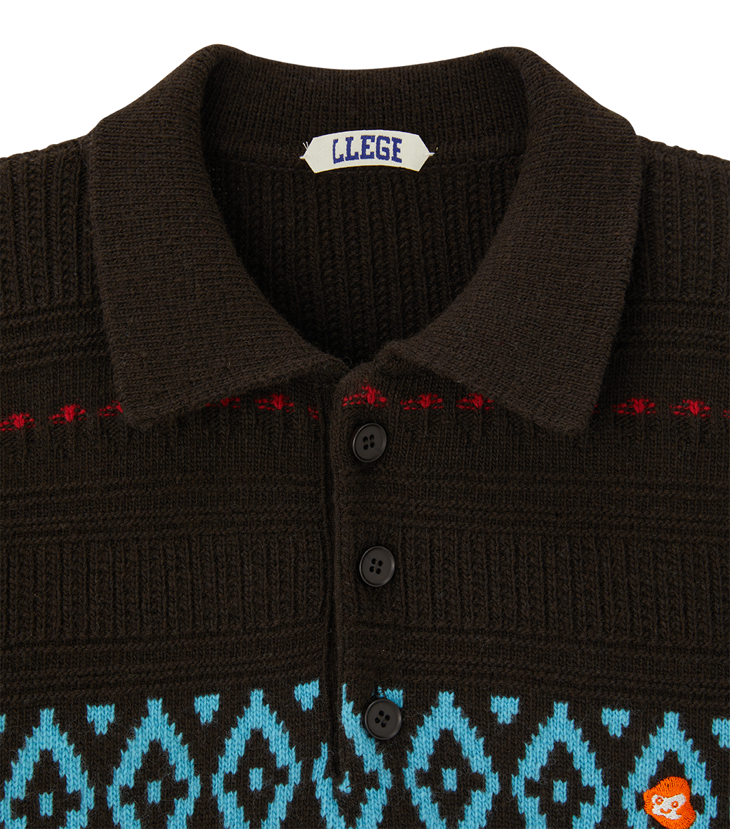 Llege - Fair Isle Polo Knit (Brown) product image 4 | TRAB K-Fashion Australia