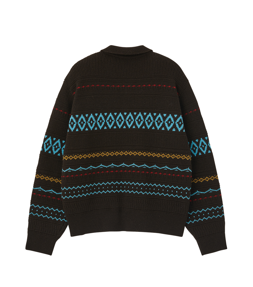 Llege - Fair Isle Polo Knit (Brown) product image 2 | TRAB K-Fashion Australia