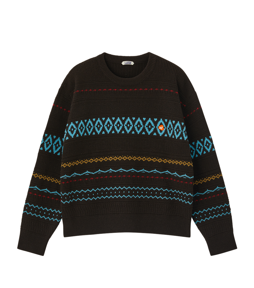 Llege - Fair Isle Round Sweater (Brown) product image 1 | TRAB K-Fashion Australia