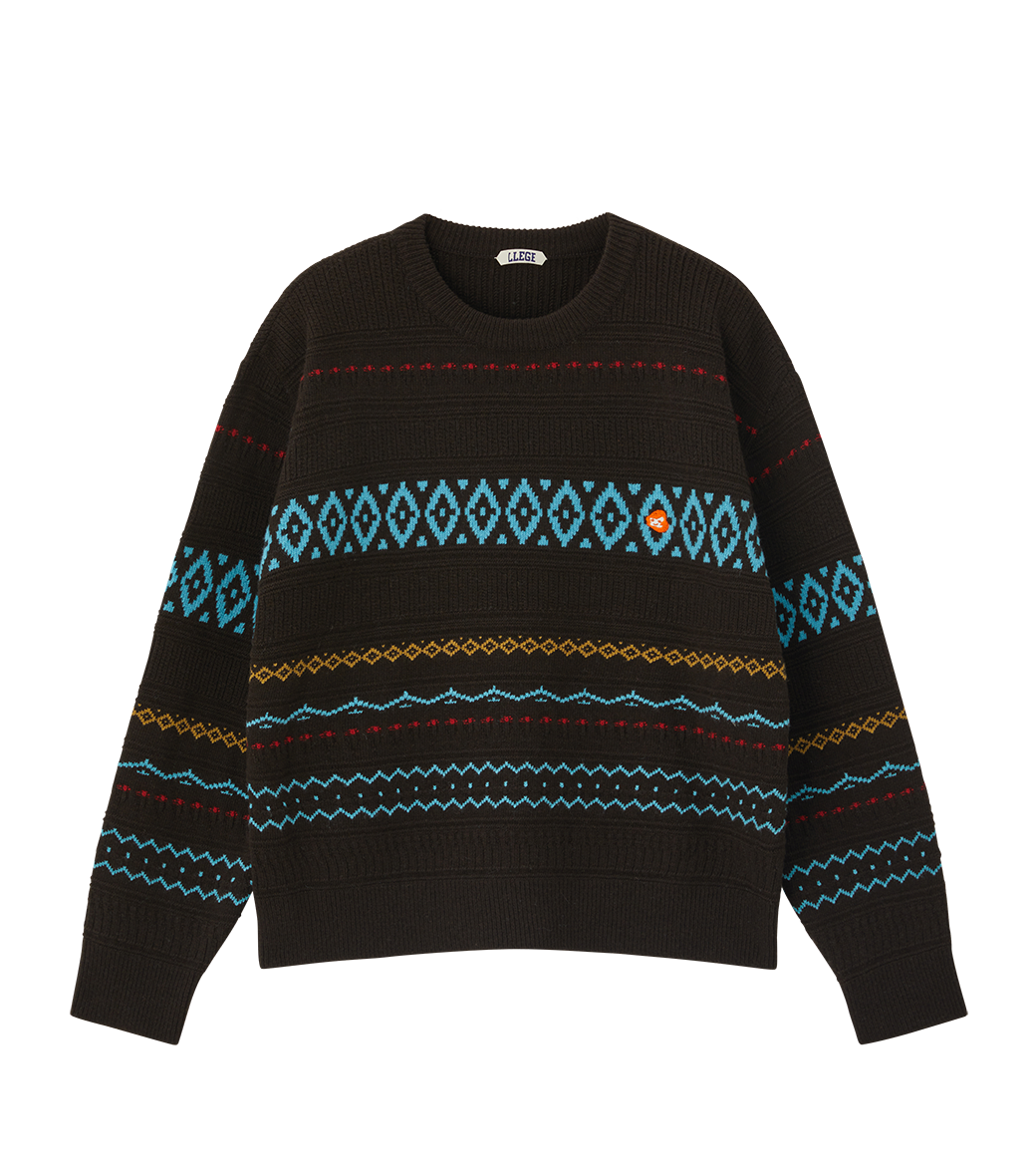 Llege - Fair Isle Round Sweater (Brown) product image 1 | TRAB K-Fashion Australia