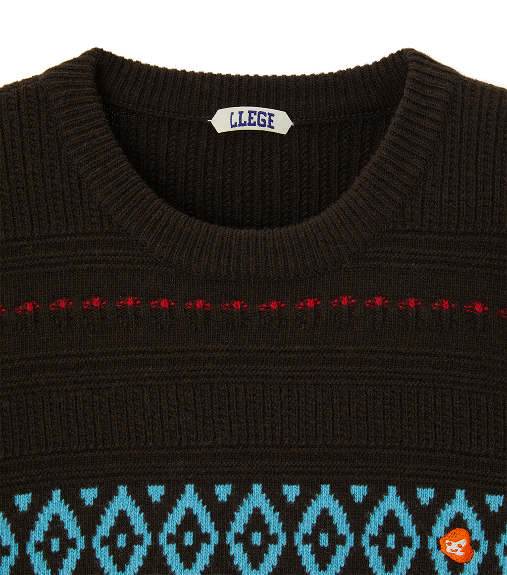 Llege - Fair Isle Round Sweater (Brown) product image 4 | TRAB K-Fashion Australia